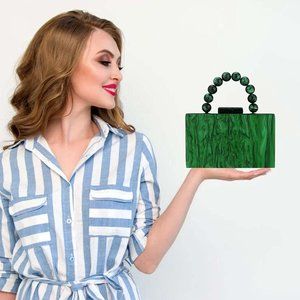 Women Acrylic Clutch Purse Leopard Print Evening Bag Chain Formal Handbag Party